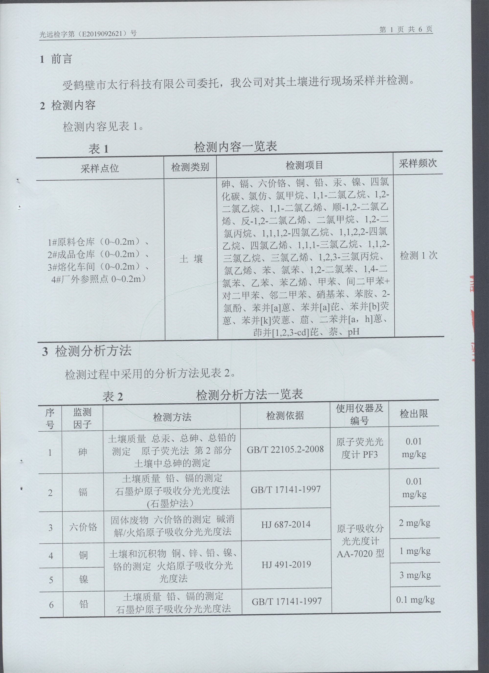 鶴壁啓元科技有限公司土(tǔ)壤檢測報告公示